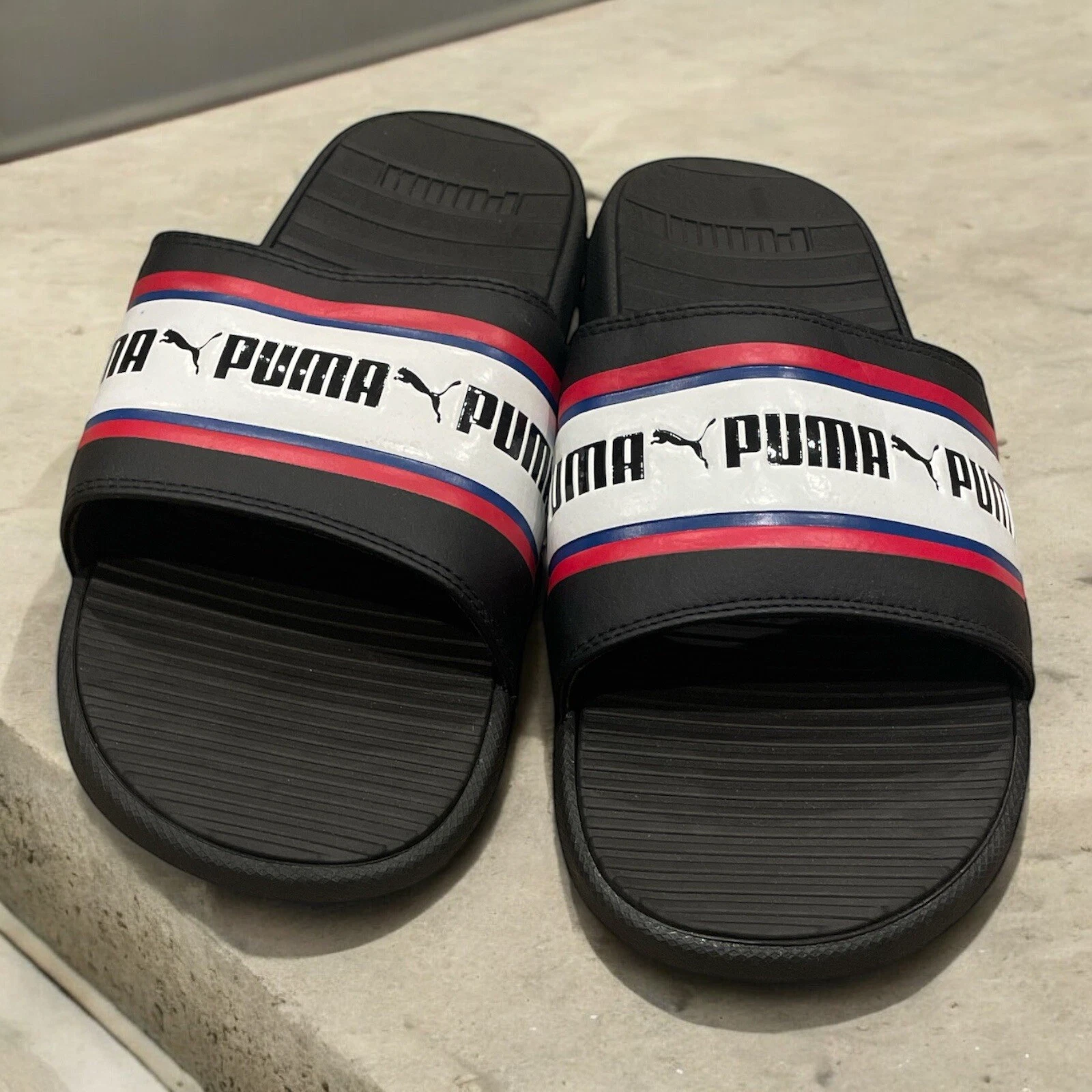 Sandali da uomo PUMA con logo slide bianco e nero comodi casual taglia 12