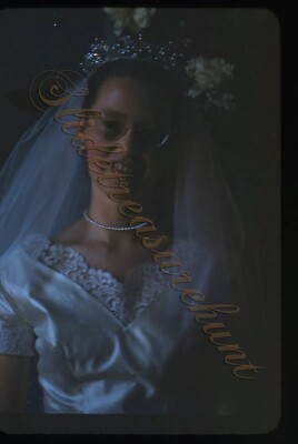 Young Woman Wedding Bride Glasses 35mm Slide 1950s Red Border Kodachrome