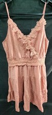 MINE Women's Sleeveless Tank Dress Blush Pink Sz Small Lace Detail Adjustable
