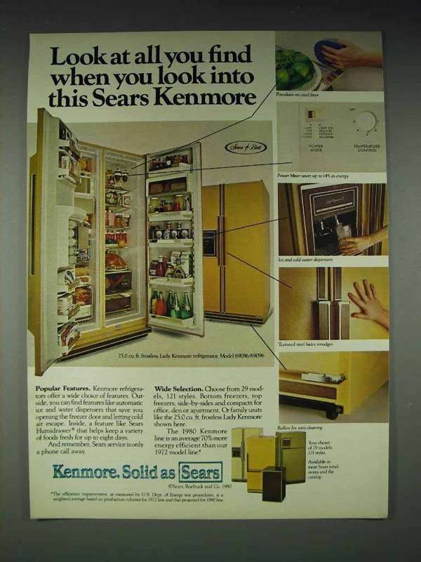 1980 Kenmore Model 69086/69096 Refrigerator Ad | eBay
