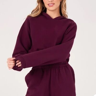 NWT Onzie Flow Yoga Active Fleece Cinched Crop Hoodie In Fig Women's Size M/L
