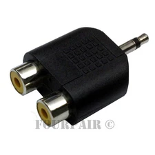 Dual RCA Female Jacks to 3.5mm 1/8" Mono Male Y Splitter Audio Cable Adapter