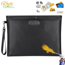 Fireproof Document Money Bag 14x10" Waterproof Cash Safe Pouch With Zipper Lock