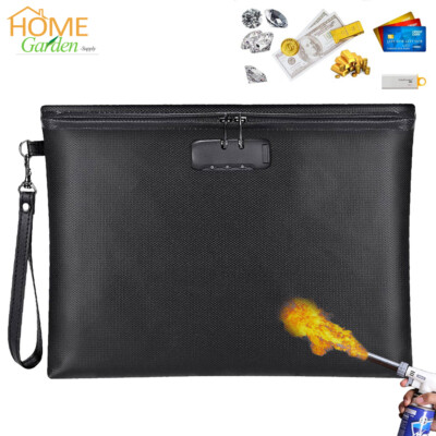 Fireproof Document Money Bag 14x10'' Waterproof Cash Safe Pouch With Zipper Lock