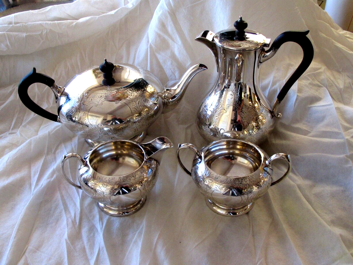 BIRKS STERLING SILVER 4 PC TEA COFFEE SET 53.5 TROY OZ. 1668 GRAMS