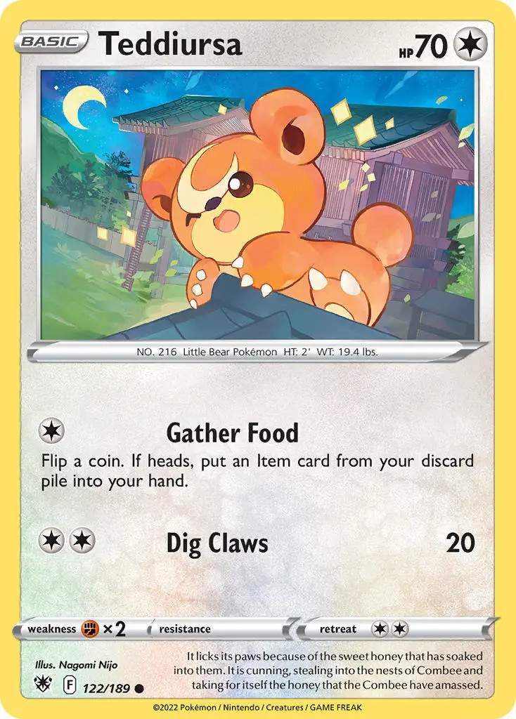 Teddiursa 122/189 Common Astral Radiance Pokemon Card - NM