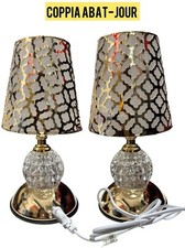 Coppia Lume moderno da comodino abat jour lampada da tavolo 2pz Oro 