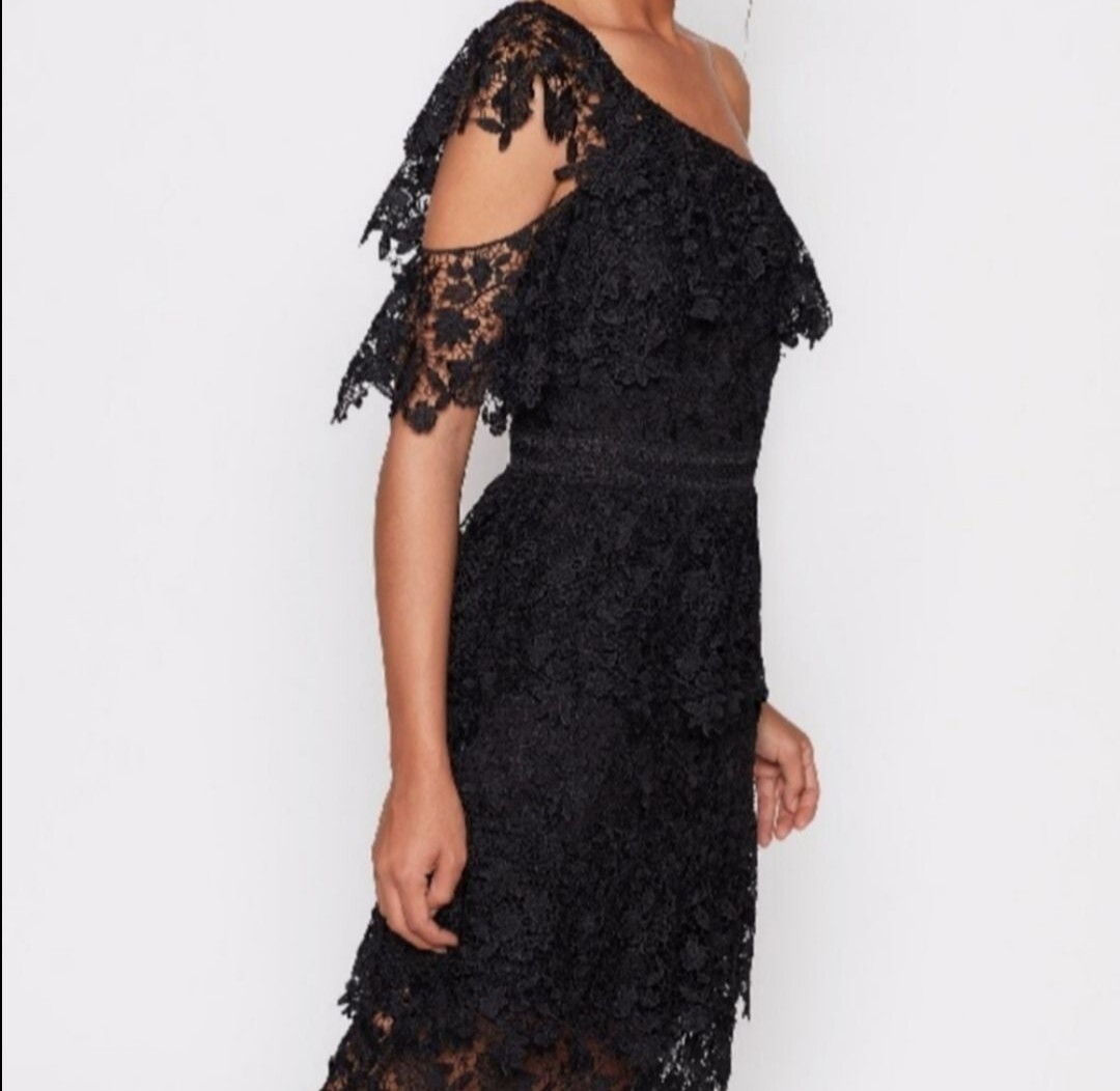 Joie Belisa black 1 shoulder lace cocktail dress $448 | eBay