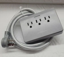 NEW Link2Home Surge Protector 3 Outlet 4 USB Power Dock 5 Ft Textile Cord Ground