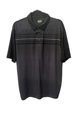 Perry Ellis Ben Hogan Performance Black Gray Geometric Print Golf Polo Shirt L