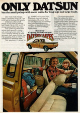 1977 Vintage Print Ad Only Datsun King Cab small pickup room inside long legs