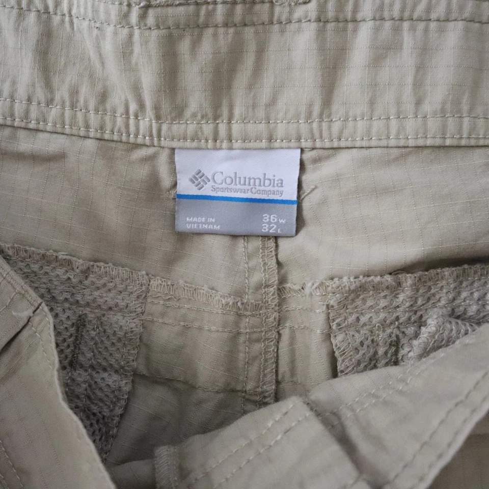 Pantalones Columbia Para Hombre Beige Tostado Nylon Algodón Senderismo Aire Libre Talla 36W 32L Foto 4 de 4