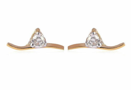 0,15 Cts Ronde Brillante Couper Diamants Clous Boucles d'oreilles En 750 18K Or - Photo 1/2