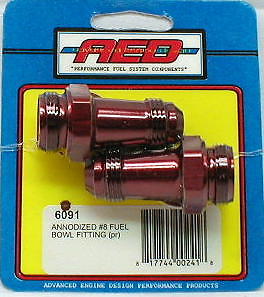 AED-6091 #8 AN Dual Feed Bowl Fittings Holley Carb 650 750 850 Carburetor