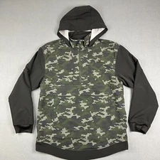 BYLT Jacket Men's Large Elevate Drop Cut Windbreaker 1/4 Zip Camo Kangaroo Pouch