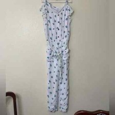 Justice Girl s White Jumpsuit with Floral Patterning