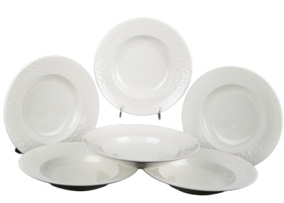 WATERFORD Garland Romance Rim Soup Plate Bowl Set/6 by Michael Aram New