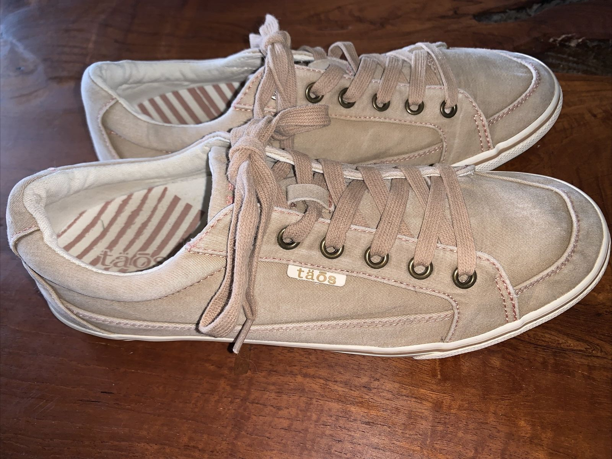 Taos Star Shoes Women's 1/2 Tan Brown Canvas Comfort Lace Up Casual  Sneakers