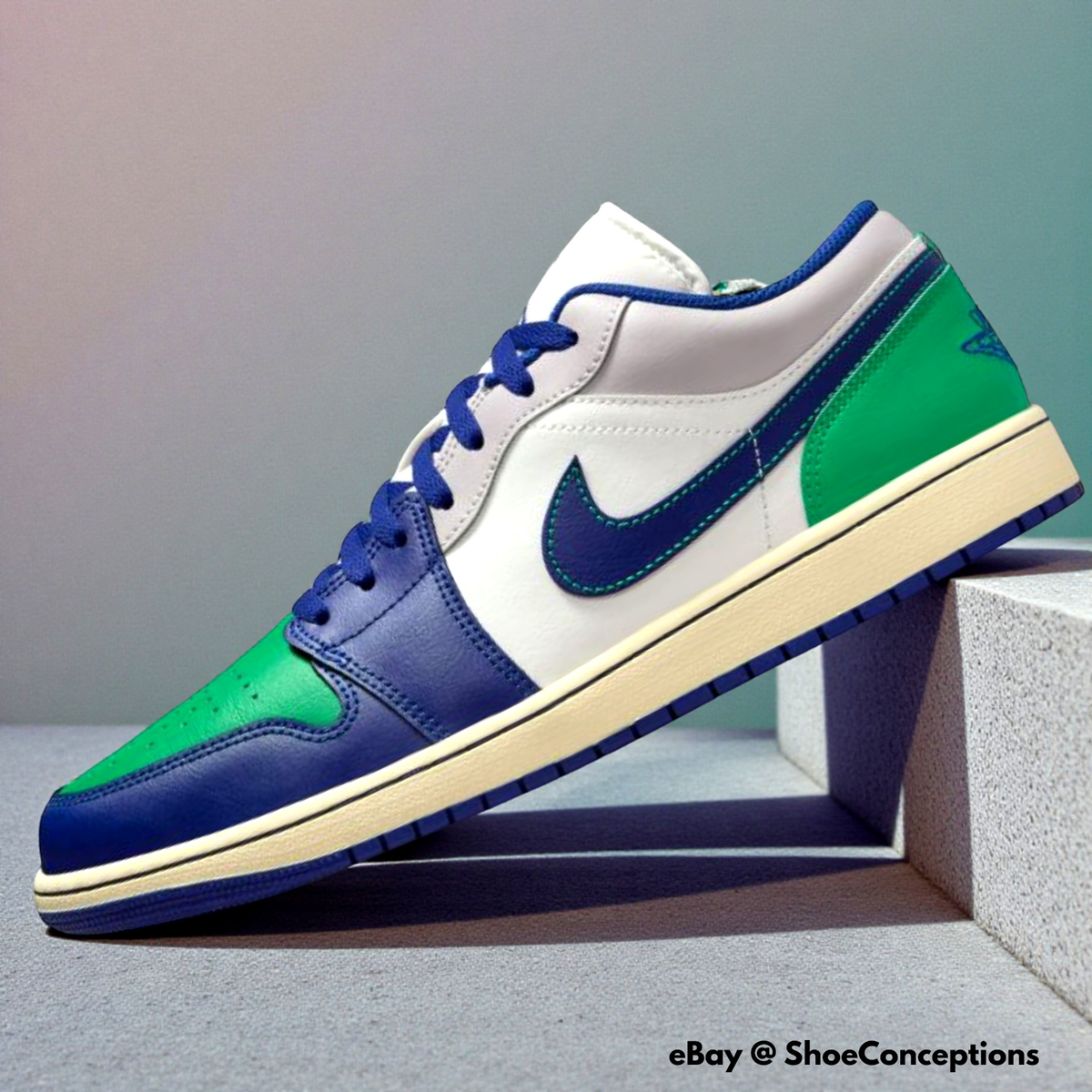 Nike Air Jordan 1 Low Sail Deep Royal Blue 553558-147 Men's Size