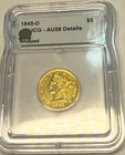 1845-D Dahlonega GA $5 gold half eagle. ICG AU58 details, whizzed. #m3d101