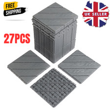 27 Pack Plastic Interlocking Deck Tiles 11.8" W/P Patio Flooring In/Out door UK