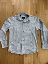 David Donahue Men's M Button-Up Dress Shirt Blue Geometric Fusion, Long Sleeve