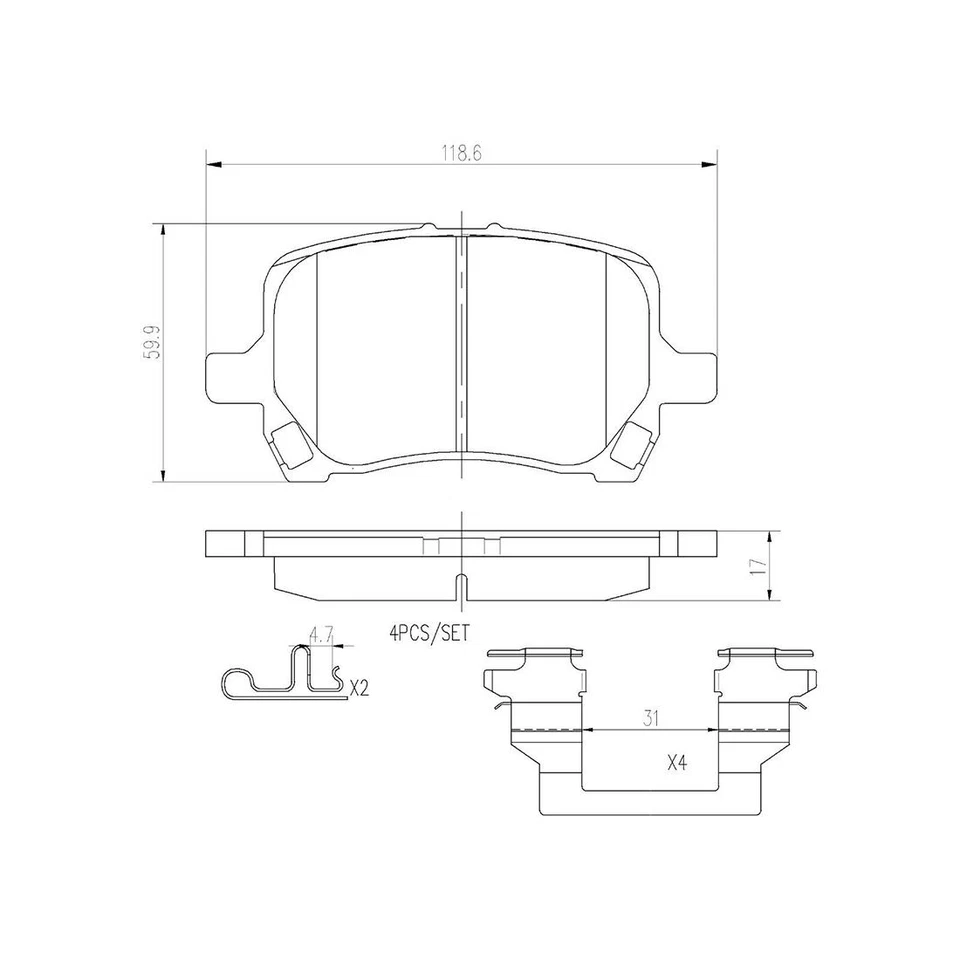 Brembo Front Ceramic Brake Pad Set for Chevy HHR Malibu Pontiac G6 Saturn Aura - Image 3 of 3