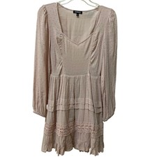 Express Light Pink Swiss Dot Flowy Lace Dress Size XS Cottage Core Soft Girl 