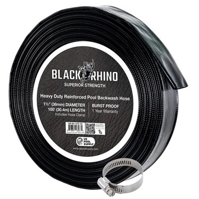 U.S. Pool Supply Backwash Hose 1 1/2 Inch 1.5 inch x 100 Feet, Black