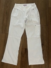 Healing Hands Purple Label Women  s SP Small Yoga Scrubs Pants White 27  Inseam