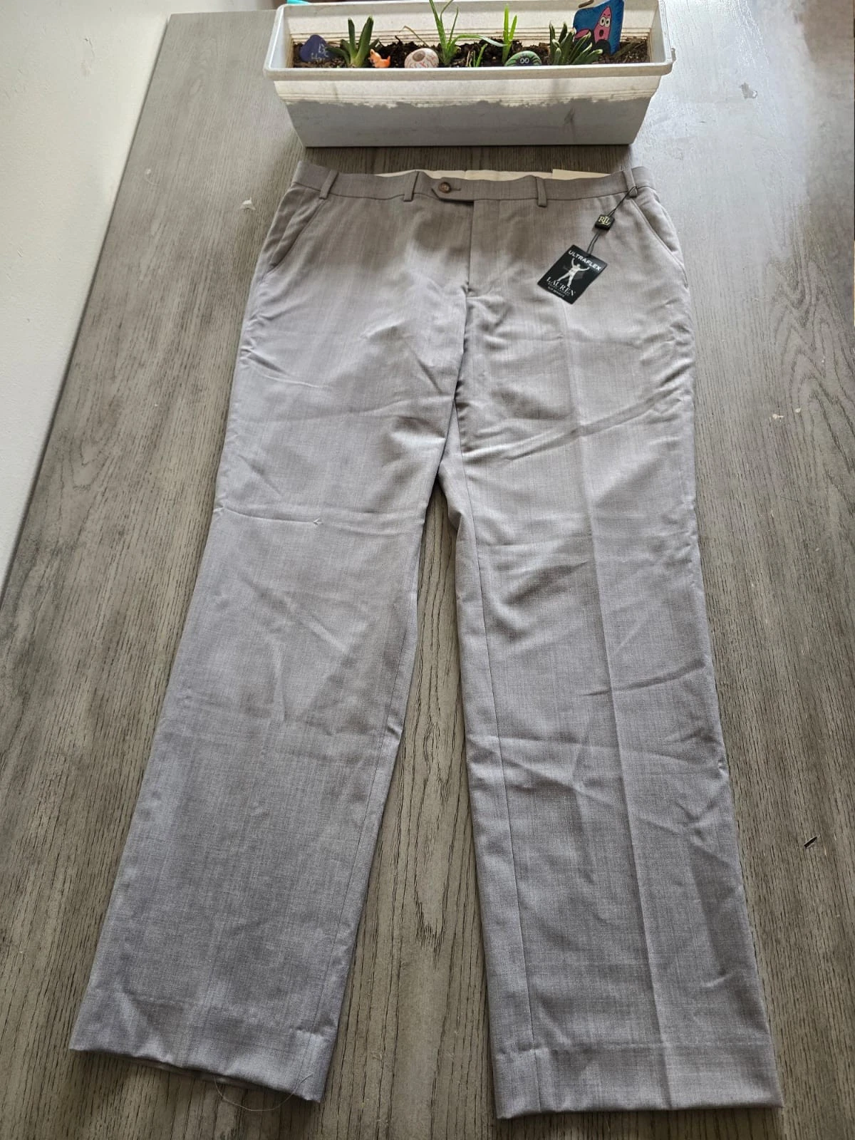 NWT Lauren Ralph Lauren Mens Gray Slacks 36x30 Performance Dress Trousers