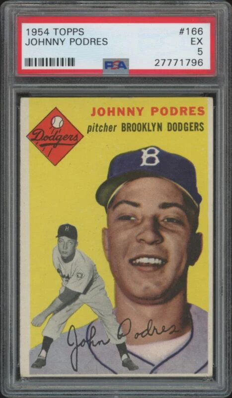 1954 TOPPS JOHNNY PODRES 166 EX PSA 5 BASEBALL BROOKLYN DODGERS