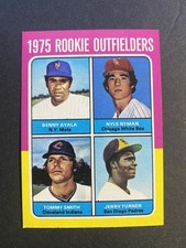 1975 Topps Baseball Mini Rookie Outfielders Benny Ayala New York Mets Card #619. rookie card picture