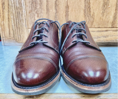 BROOKS BROTHERS / PEAL & CO US 7 D CAP TOE LEATHER DERBY SCOTCH GRAIN