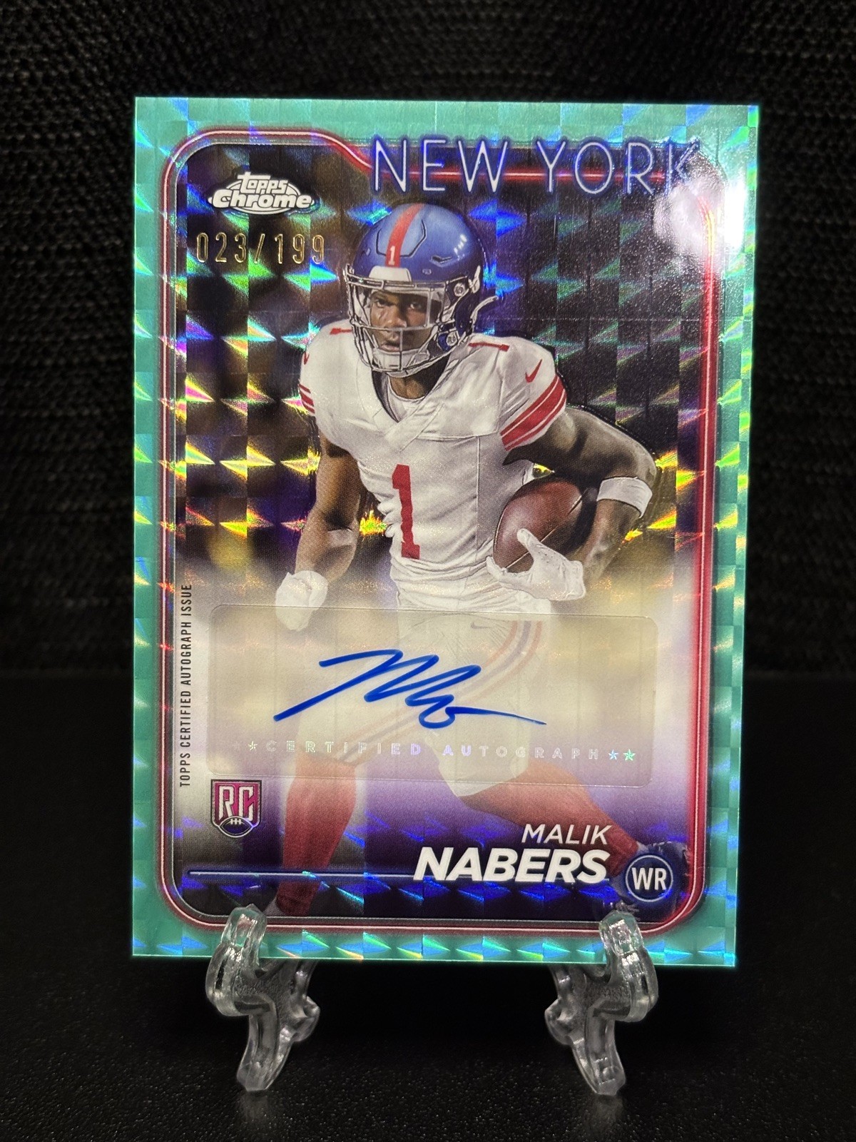 MALIK NABERS 2024 TOPPS CHROME ROOKIE AQUA GEOMETRIC RC AUTO /199