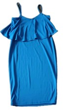 Ladies Blue Adjustable Strap Overlay Dress Size 12