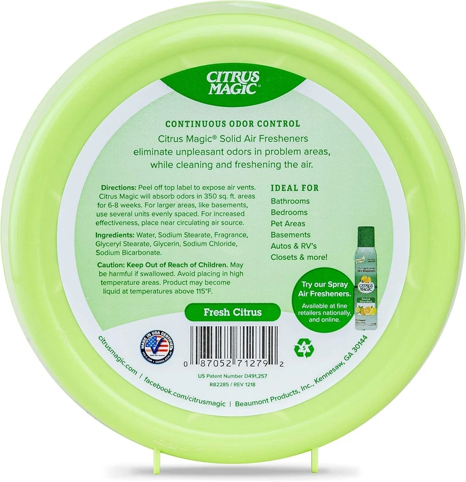 Ambientador sólido absorbente de olores Citrus Magic, cítricos frescos, 8 onzas Foto 2 de 4