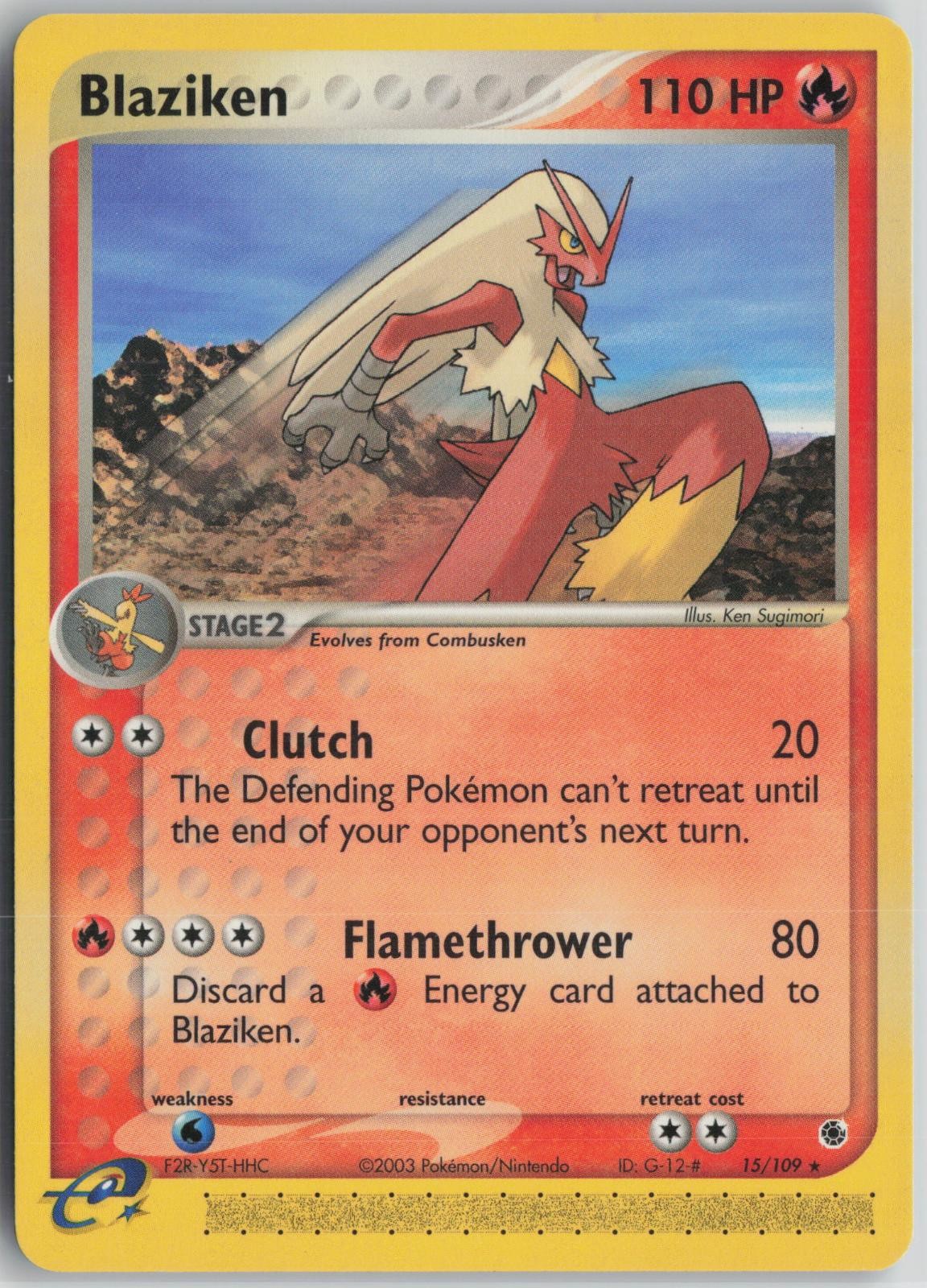 Blaziken 15/109 Rare Ruby & Sapphire Pokemon Lightly Played