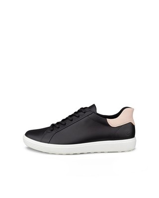 ECCO Soft 7 Sneakers Black Rose Dust Leather Shoes EU 42 Women's 11 - 11.5 US