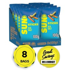 SUN Sticks Snacks Sea Salt Sharing Bag Crisps 8 x 100g