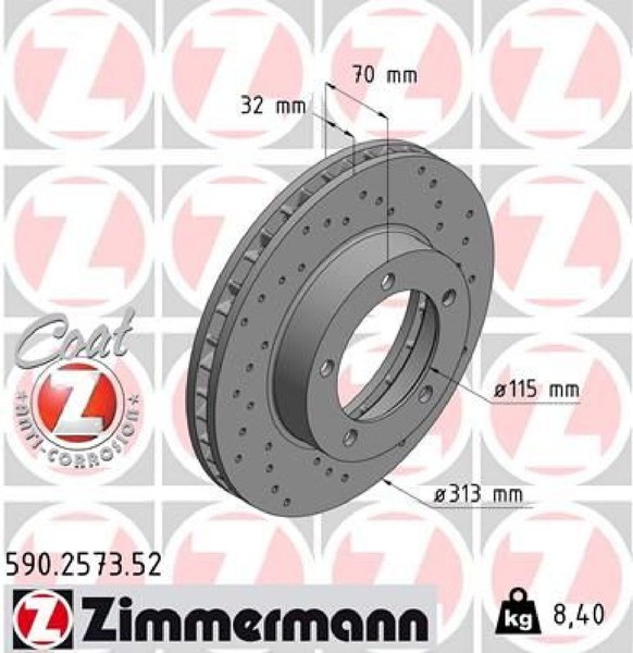 2X Bremsscheibe Zimmermann 590.2573.52 2 Bremsscheiben Vorderachse Vorne-image