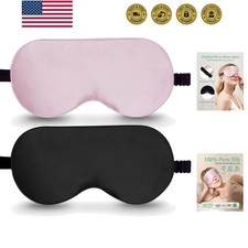 100 Real Mulberry Silk 2 Pack Sleep Mask, Natural Pure Silk Eye Masks with A...