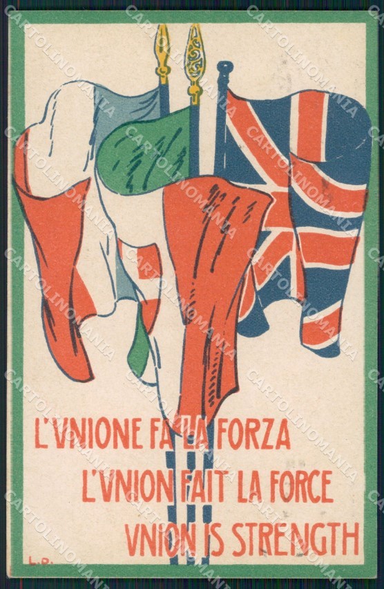 Militari WWI Propaganda Patriottica Livorno Bandiere Bandiere Cartolina XF0430