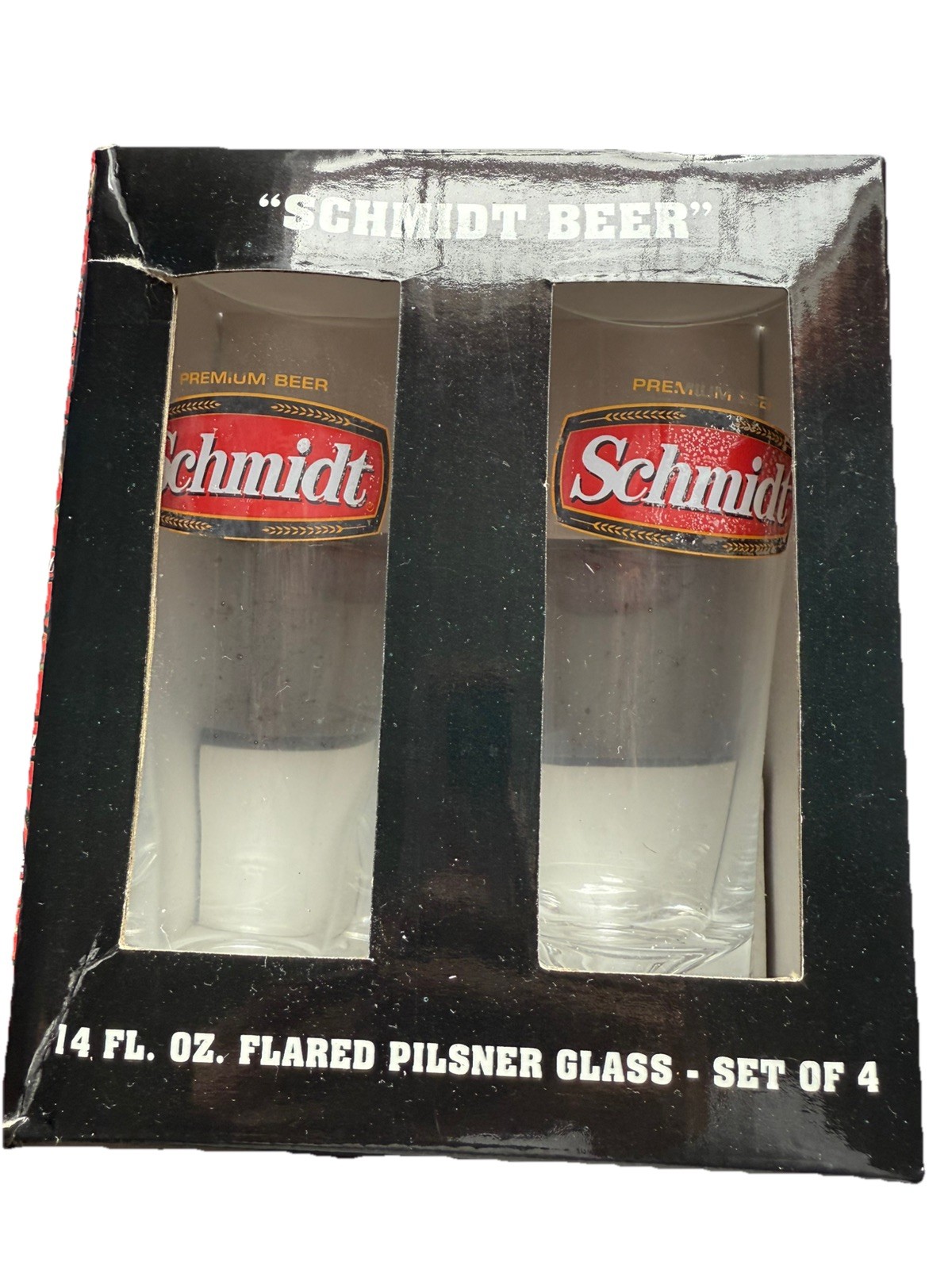 New Schmidt Beer Glasses Set of 4 the word premium wore off a little 14ox