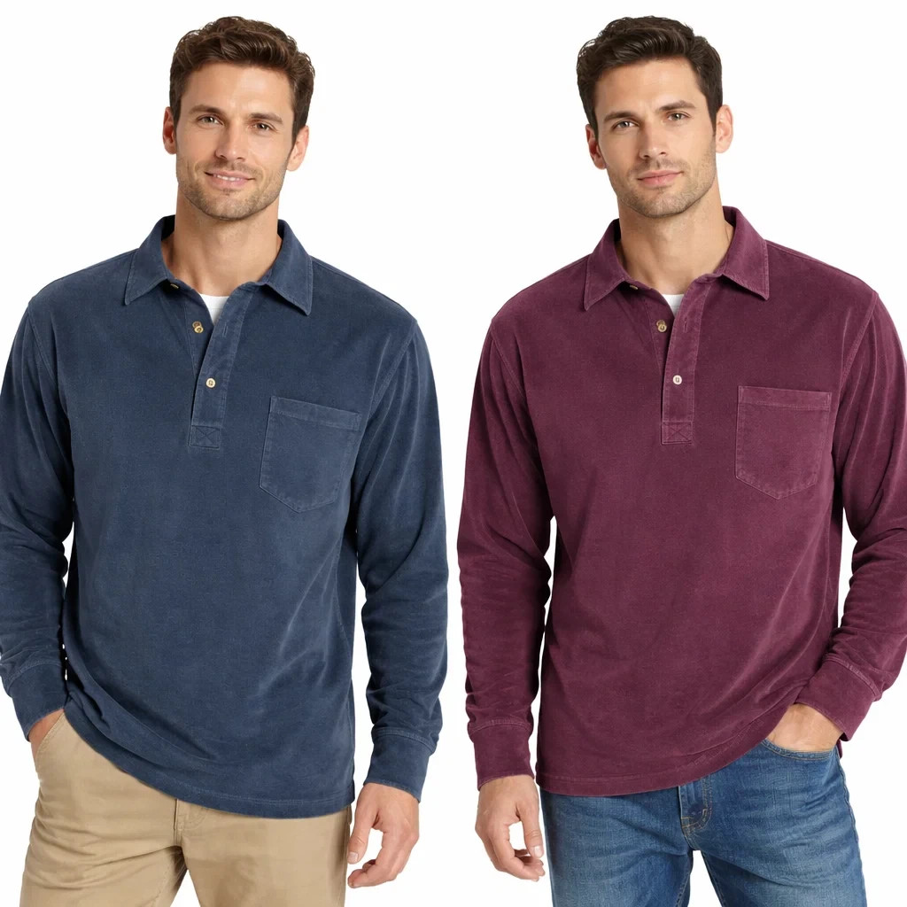 MADSON Camicia Polo Uomo Velluto DU25254 | Made in Italy | Fit Comodo