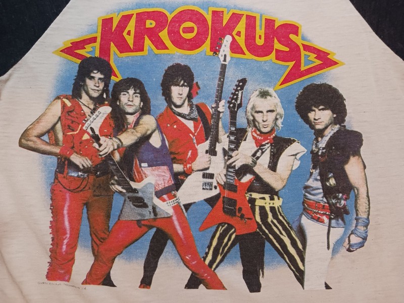 Vintage 1984 KROKUS Rock The Nation Double Printed Baseball Tee Shirt Sz M 50/50