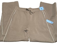 NWT Pants Tan Sandwash Wide Leg Women's Large Member's Mark Elastic Waist