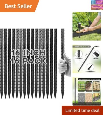 16 Inches Rebar Stakes16pcs Heavy Duty Straight Metal Ground Anchors with Chi...