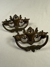 Paire de poignées d'armoire de quincaillerie tiroir tirette caution ornées victoriennes 