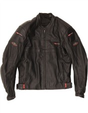 APRILIA Herren Graphic Moto Racer Jacke UK 46 3XL schwarz Leder Motorrad DM03